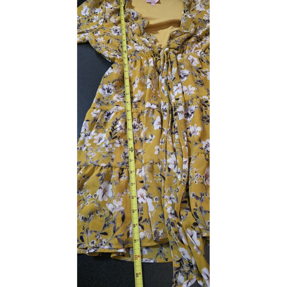 NEW SHOW ME YOUR MUMU ADDY TIE DRESS FLIRTIN FLORAL Yellow Boho‎ Festival Sun M - Picture 8 of 10